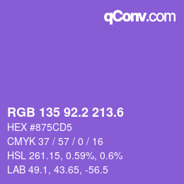 カラーコード: RGB 135 92.2 213.6 | qconv.com
