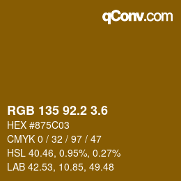 カラーコード: RGB 135 92.2 3.6 | qconv.com