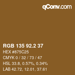 カラーコード: RGB 135 92.2 37 | qconv.com