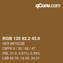 カラーコード: RGB 135 92.2 43.6 | qconv.com