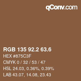 カラーコード: RGB 135 92.2 63.6 | qconv.com
