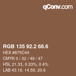 カラーコード: RGB 135 92.2 68.6 | qconv.com