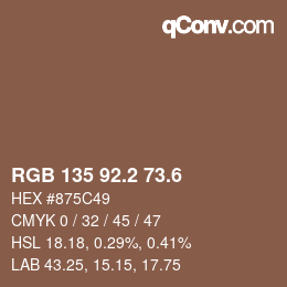 カラーコード: RGB 135 92.2 73.6 | qconv.com