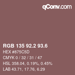カラーコード: RGB 135 92.2 93.6 | qconv.com