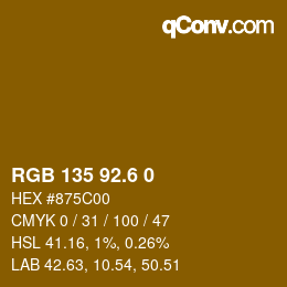 カラーコード: RGB 135 92.6 0 | qconv.com