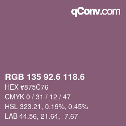 カラーコード: RGB 135 92.6 118.6 | qconv.com
