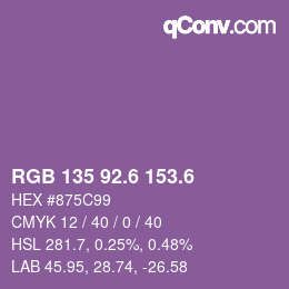 カラーコード: RGB 135 92.6 153.6 | qconv.com