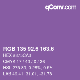 カラーコード: RGB 135 92.6 163.6 | qconv.com