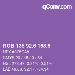 カラーコード: RGB 135 92.6 168.6 | qconv.com