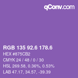 カラーコード: RGB 135 92.6 178.6 | qconv.com