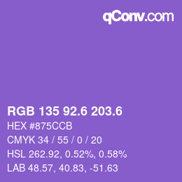 カラーコード: RGB 135 92.6 203.6 | qconv.com