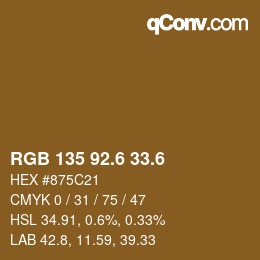 カラーコード: RGB 135 92.6 33.6 | qconv.com