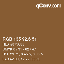 カラーコード: RGB 135 92.6 51 | qconv.com