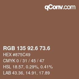 カラーコード: RGB 135 92.6 73.6 | qconv.com