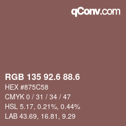 カラーコード: RGB 135 92.6 88.6 | qconv.com