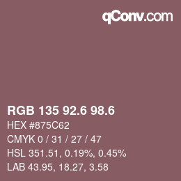 カラーコード: RGB 135 92.6 98.6 | qconv.com
