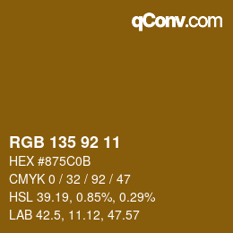 カラーコード: RGB 135 92 11 | qconv.com