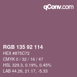 颜色代码: RGB 135 92 114 | qconv.com