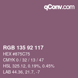 Color code: RGB 135 92 117 | qconv.com