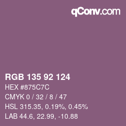 カラーコード: RGB 135 92 124 | qconv.com