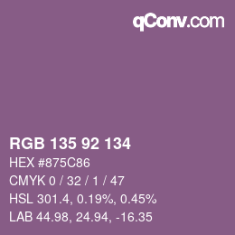カラーコード: RGB 135 92 134 | qconv.com