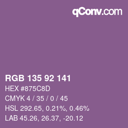 カラーコード: RGB 135 92 141 | qconv.com