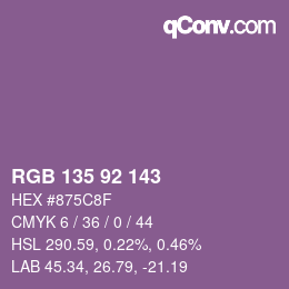 颜色代码: RGB 135 92 143 | qconv.com