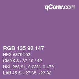 カラーコード: RGB 135 92 147 | qconv.com
