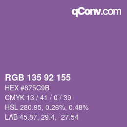 カラーコード: RGB 135 92 155 | qconv.com