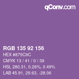 カラーコード: RGB 135 92 156 | qconv.com