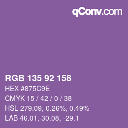 颜色代码: RGB 135 92 158 | qconv.com