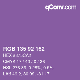 カラーコード: RGB 135 92 162 | qconv.com