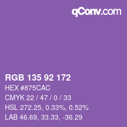 カラーコード: RGB 135 92 172 | qconv.com
