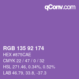 颜色代码: RGB 135 92 174 | qconv.com