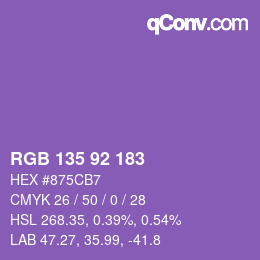 颜色代码: RGB 135 92 183 | qconv.com