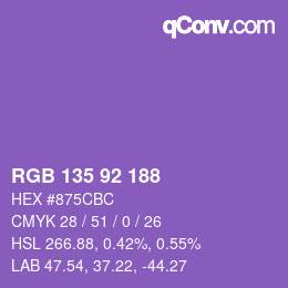 カラーコード: RGB 135 92 188 | qconv.com
