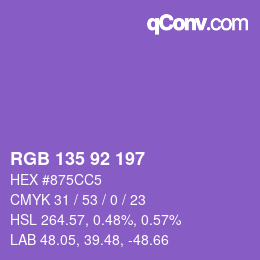 カラーコード: RGB 135 92 197 | qconv.com