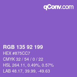 颜色代码: RGB 135 92 199 | qconv.com
