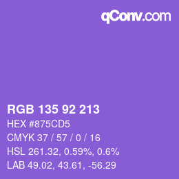 カラーコード: RGB 135 92 213 | qconv.com