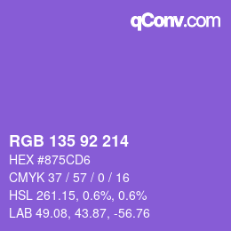 颜色代码: RGB 135 92 214 | qconv.com