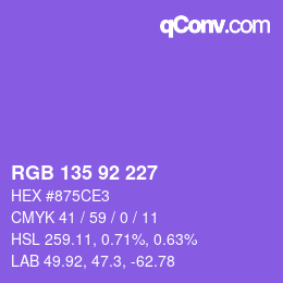 カラーコード: RGB 135 92 227 | qconv.com
