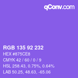 Color code: RGB 135 92 232 | qconv.com
