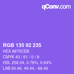 颜色代码: RGB 135 92 235 | qconv.com
