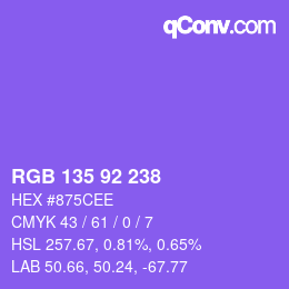 カラーコード: RGB 135 92 238 | qconv.com