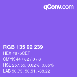 カラーコード: RGB 135 92 239 | qconv.com