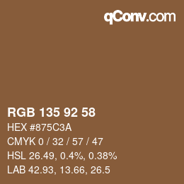 Color code: RGB 135 92 58 | qconv.com