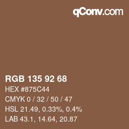 カラーコード: RGB 135 92 68 | qconv.com