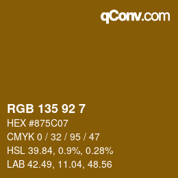 カラーコード: RGB 135 92 7 | qconv.com