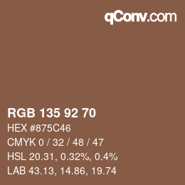 カラーコード: RGB 135 92 70 | qconv.com