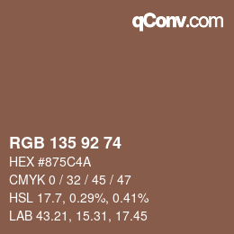 カラーコード: RGB 135 92 74 | qconv.com